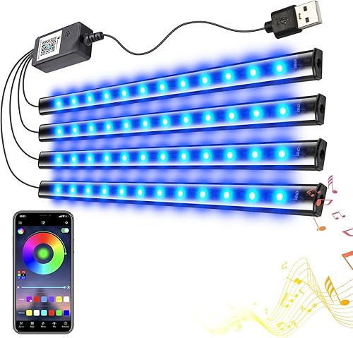 Miniatura 1 de Luces LED para coche tira de luces de coche accesorios de coche sincronización de música ultra brillante control de aplicaciones inteligentes