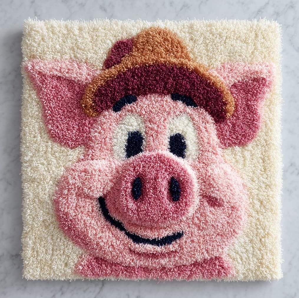 AxiangziK DIY Latch Hook Pillow Kit,Animal Pig