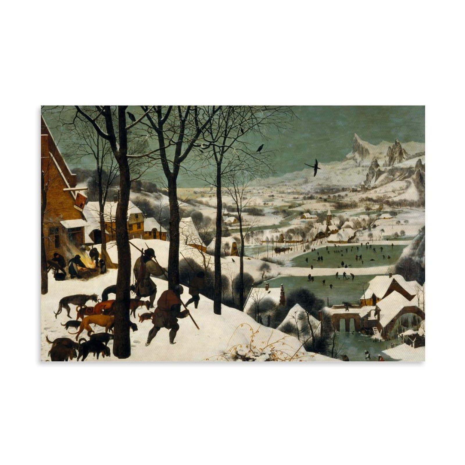 Yiqusoft Unframe-Style Pieter Bruegel The Elder The Hunters In The Snow Poster Room Aesthetic Print Art Wall Painting Canvas Modern Bedroom Decor 24X36inch(60X90cm)