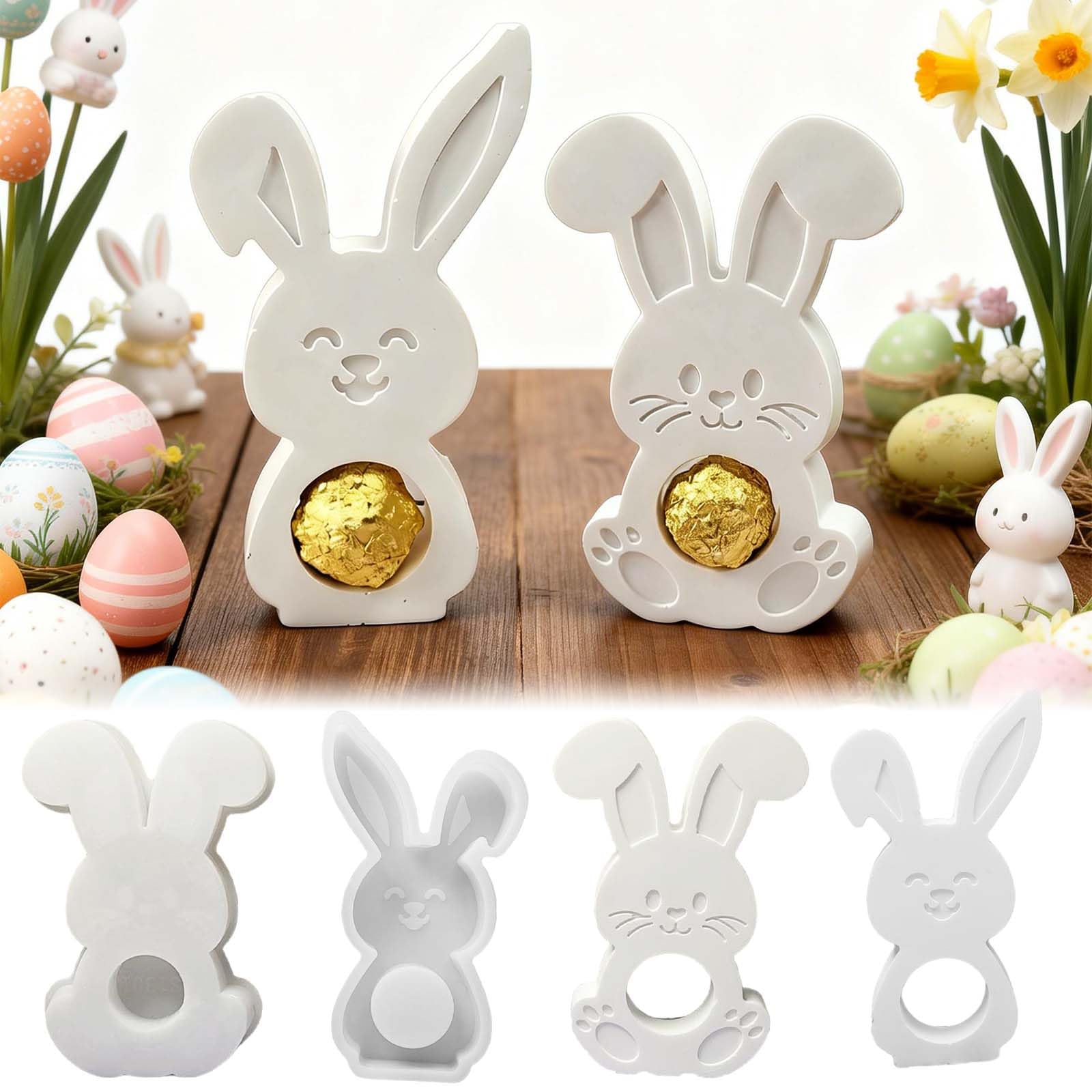 SVOCK Gießform Ostern, 2 Stück Silikonform Hase, Silikonformen Gießformen Frühling, Silikonformen Gießformen Ostern, Gießform Hase, Silikonform Frühling, Silikon Frühling