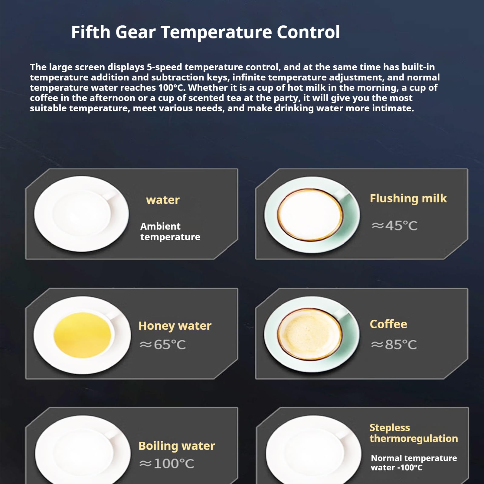 Distributore di acqua elettrico a parete con touch screen intelligente per preparare rapidamente caffè, tè e bevande calde