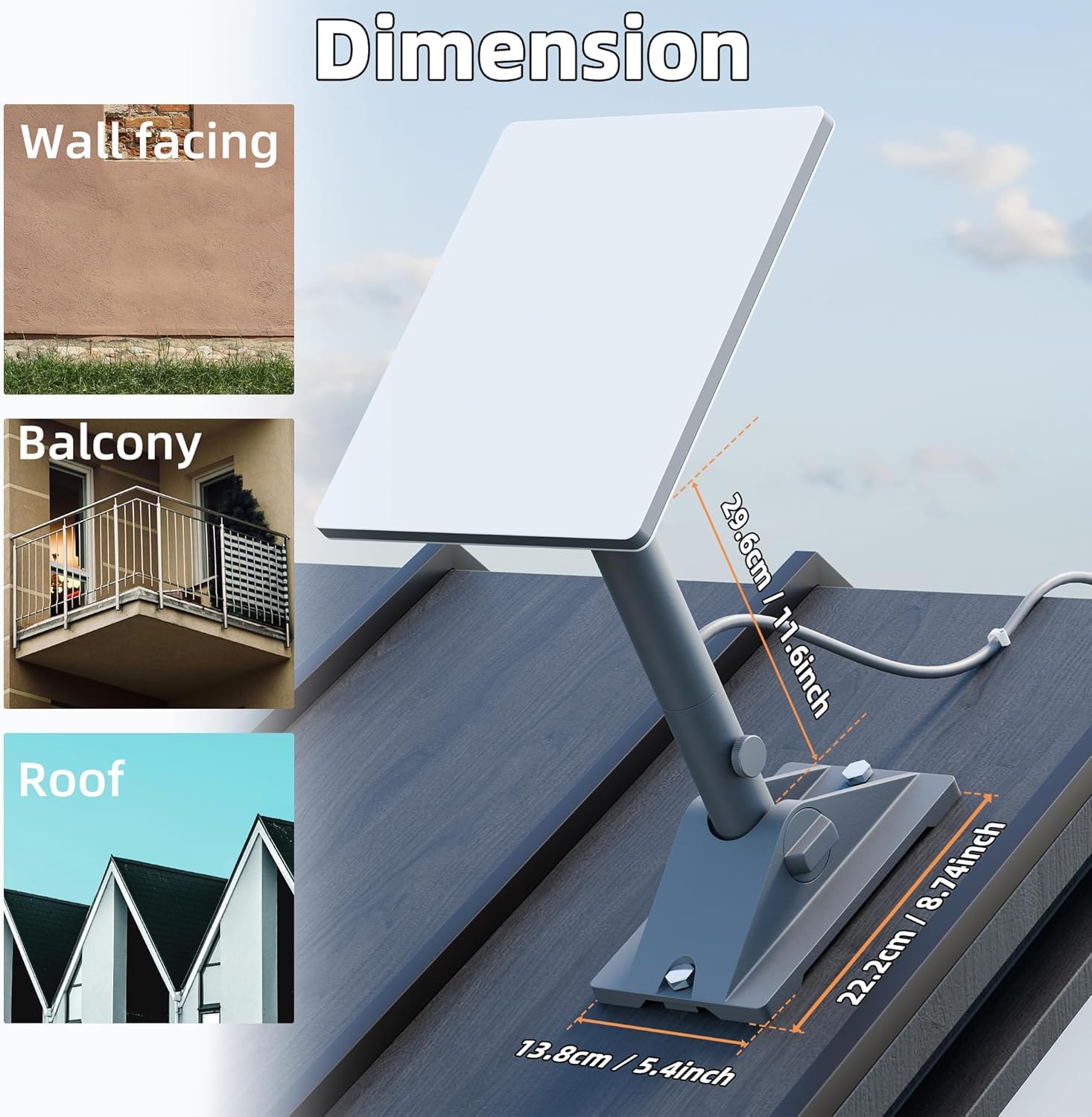 Starlink Mini Dachhalterung – Schwenkbare Wandhalterung mit Rohradapter, 0-90° Neigung, 360° Drehung, schweres Aluminium für Starlink Mini Antenne