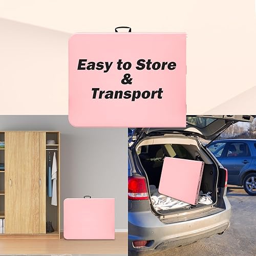 Miniatura 21 de Mesa plegable de plástico portátil de 4 pies/6 pies/8 pies, mesa de comedor de picnic blanca y negra, plegable por la mitad para campamento, fiesta