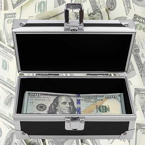 Miniatura 4 de Caja de dinero con cerradura, Caja de dinero de aleación de aluminio para efectivo, Soporte de dinero, Organizador de efectivo, Bandeja de moneda de