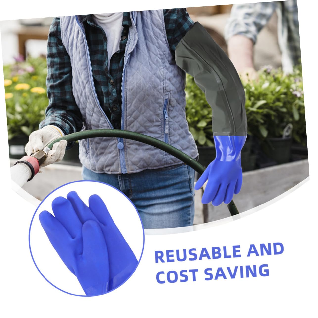 LIFKOME 2pares Guantes Largos de Goma Impermeables para Limpieza de Cocina Guantes para Lavavajillas Protección Química Uso Coche y Hogar