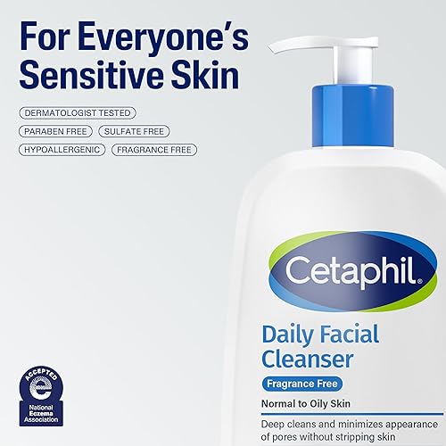 Miniatura 8 de Cetaphi - Limpiador facial diario para pieles sensibles, combinadas con pieles grasas, espuma suave, sin jabón, hipoalergénico, sin fragancia, nuevo