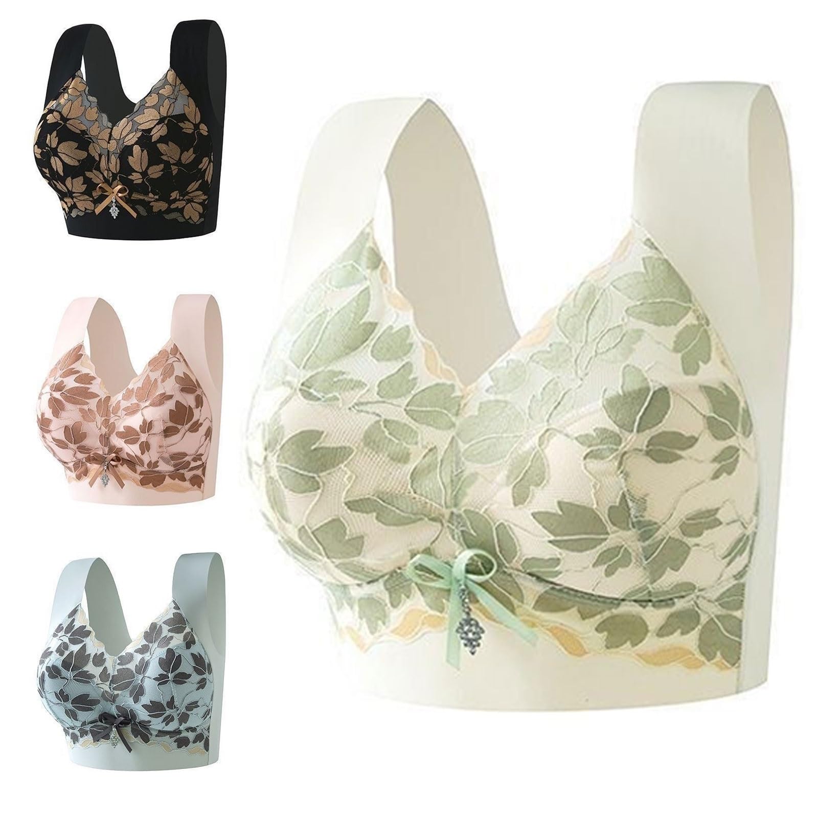 Senobra Bra, Versatile Comfy Lift & Flex Wireless Bra, Plus Size No Wire Push-Up Underwear(Light Green,5XL)