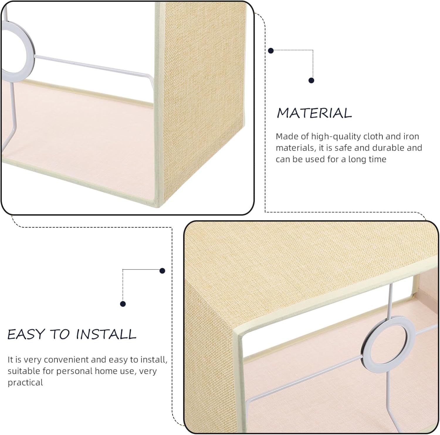 Cloth Lampshade for Table Lamp Durable Linen Light Cover Easy to Install Suitable for Home Hotel Bedroom Study Beige Bottom