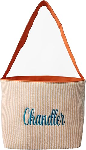 Miniatura 4 de SONA G DESIGNS Bolsa de asas de cesta de Pascua de tela a rayas de sirsaca - Juguetes de recolección de huevos