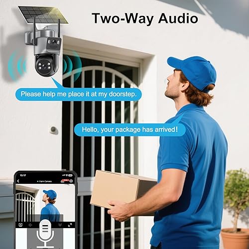 Miniatura 6 de Cámaras de seguridad solar 4K inalámbricas para exteriores, WiFi 6 de 2.4 G5 GHz, cámaras para seguridad del hogar, cámara solar de doble lente con