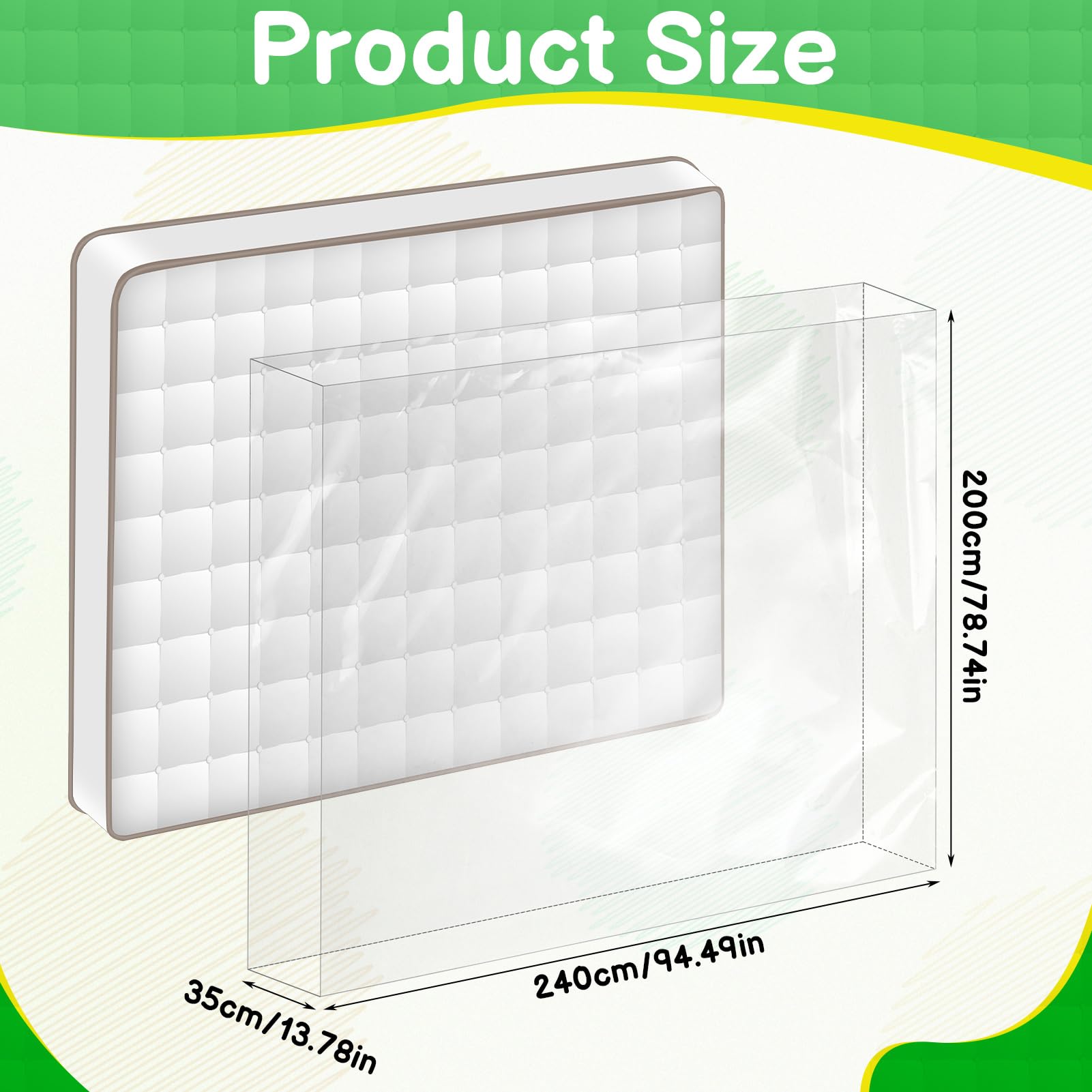 Coprimaterasso per trasloco, 2 coprimaterassi in plastica, impermeabili, king size, 240 x 200 x 35 cm, riutilizzabili, per riporre i materassi