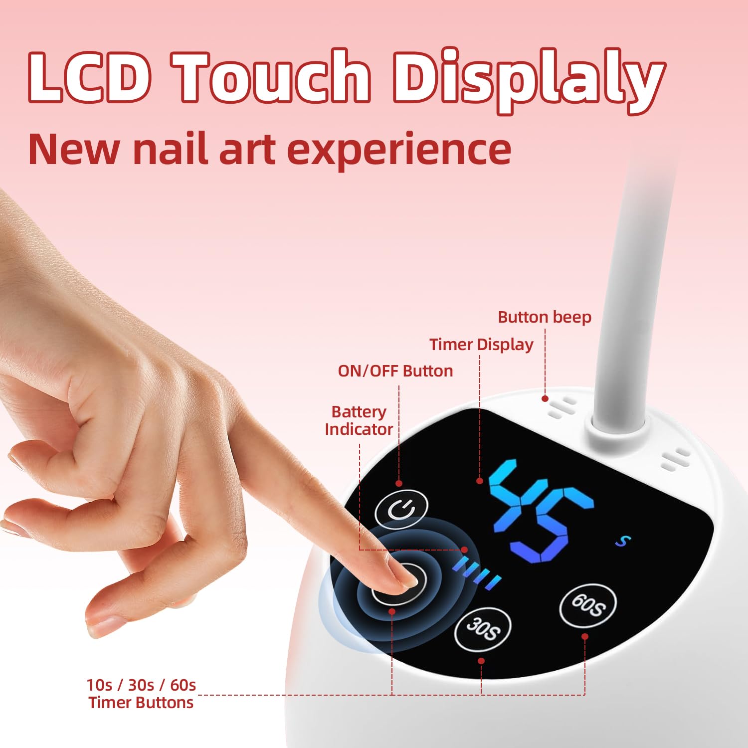 Mini Lampe UV Ongles, Écran LCD, Capteur Intelligent Automatique, Lampe UV LED 36w Pour Ongles en Gel, 12pcs Perles Led Avec Double Source de LumièRe, à Utiliser à la Maison et en Salon (Blanc)