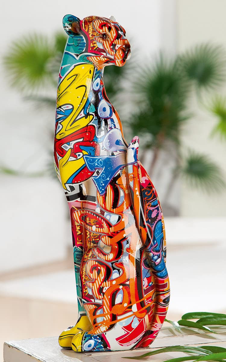 GILDE Gepard Street Art 37542 Graffiti Design H: 34 cm W: 11 cm D: 8 cm Multi-Coloured