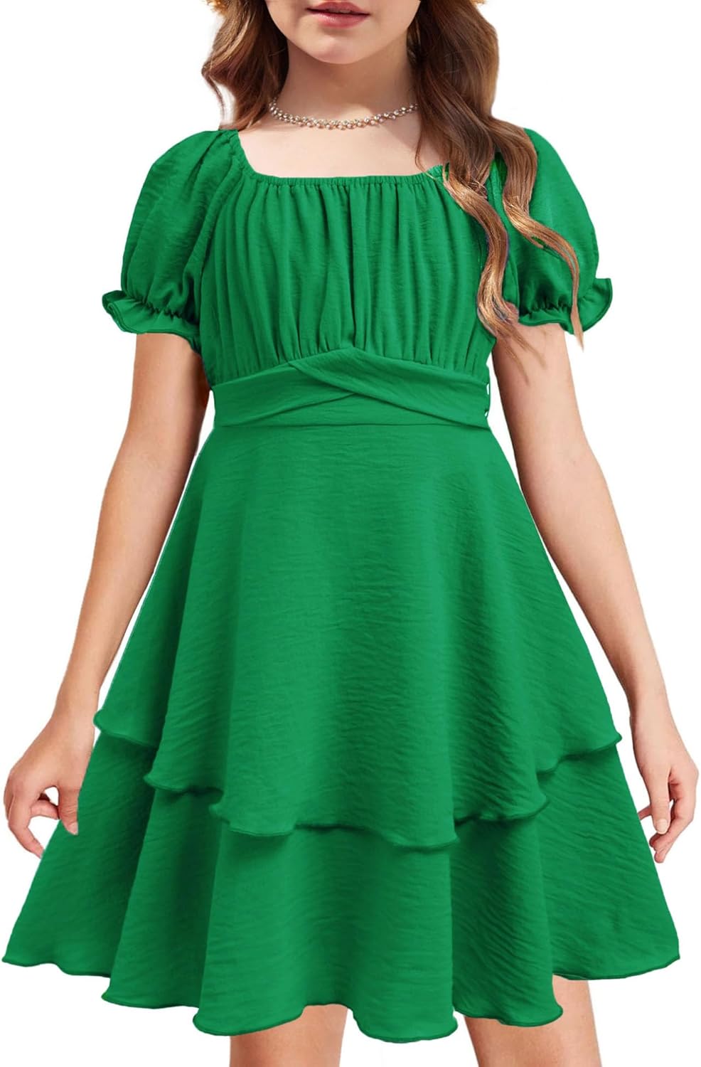 Arshiner Girls Dresses Summer Short Sleeve Off Shoulder Ruffle Tiered Layer Party Dress