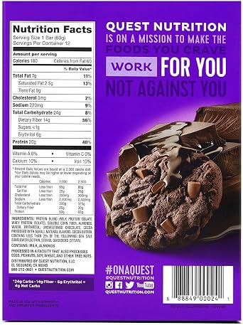 Quest Nutrition Bars - Size: 60g Double Cholcolate Chunk