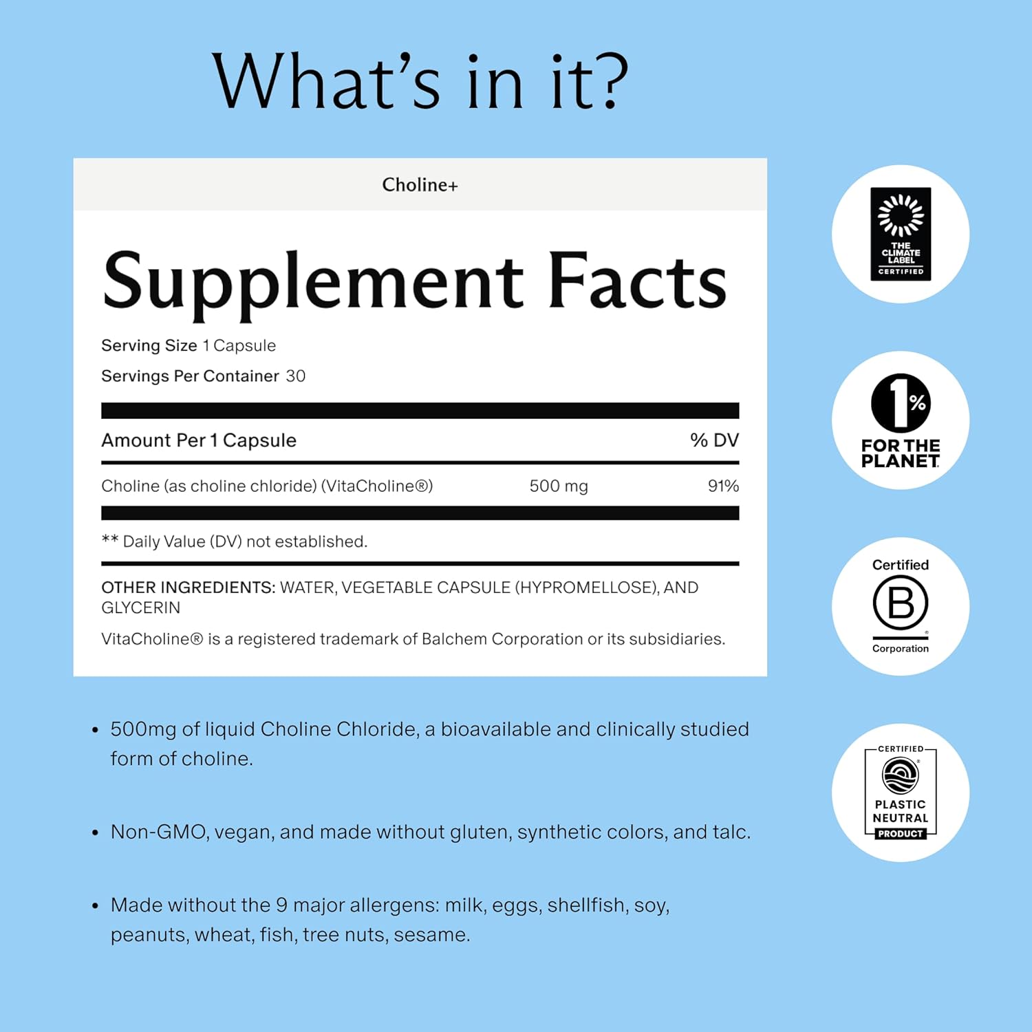Needed. Prenatal Choline+ Liquid Capsules for Cognitive Development - Choline Supplements For Pregnancy - Aids Baby Brain Development & Supports Healthy Pregnancy - Third Party Tested - 30 Liquid Caps - Image 2