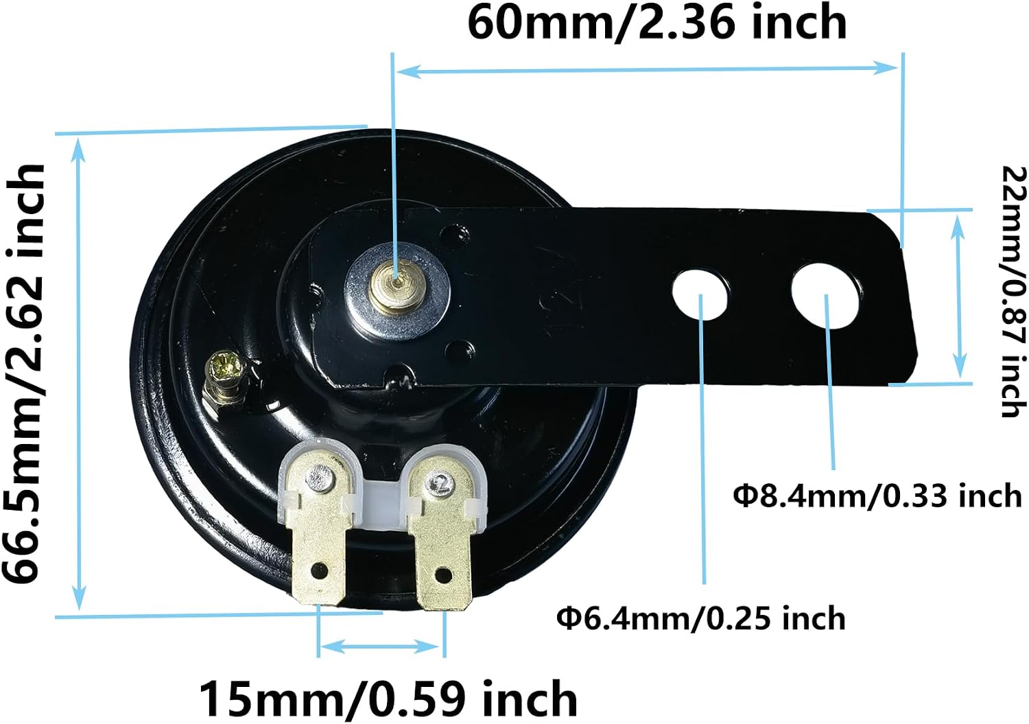 Motorcycle Universal Car Loud Speaker, Black, 12V 1.0A 100-105dB Horn | Metal Electric Loud Speaker Trumpet, For Scooter, Moped, Electric Bike, ATV