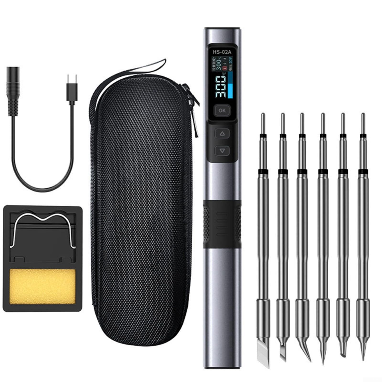 Pluma de soldador tipo 100 W, kit portátil de calor rápido con temperatura ajustable para aficionados y uso profesional (6 puntas de soldador)