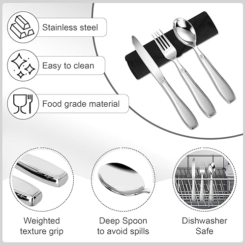 Miniatura 3 de Weighted Utensils for Hand Tremors and Parkinson's Patients-Adaptive Utensils-3 Piece Set Weighted Silverware for Elderly, Arthritis, Weak Hand