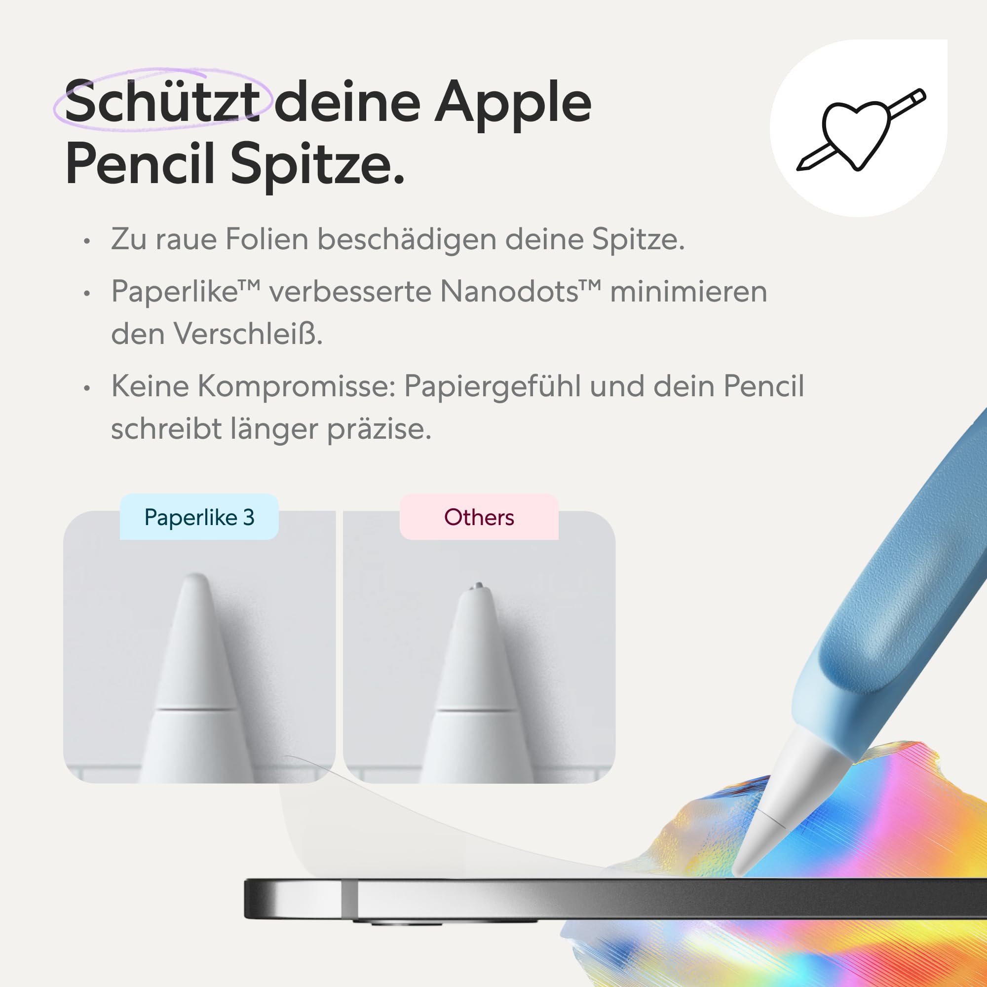 Paperlike® 3 Folie für iPad Pro 11" (M5,M4) | Das originale Papiergefühl, entwickelt für stress- und blasenfreie Installation (Butterfly), schützt die Pencil-Spitze