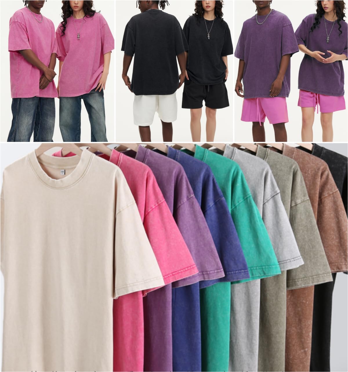 Oversized Tshirts for Men Gym Vintage Heavyweight T Shirts Cotton Workout Acid Wash Baggy Tees LTX006 - Image 7