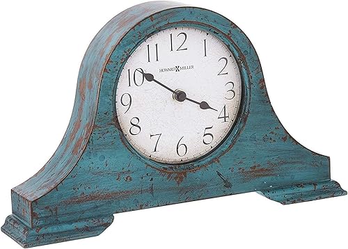 Miniatura 2 de Howard Miller Tamson - Reloj de repisa 635-181 – Acabado azul verde azulado gastado, diseño de madera vintage, base de fieltro, números arábigos