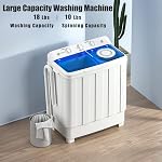 Auertech laveuse portable, 28lbs Lave-tubes jumelles Mini Lave-linge compact avec pompe à égoutter, semi-automatique 18lbs Lave-linge 10lbs Spinner Combo pour les dortoirs, Appartements, RV
