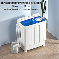 Vista 5 de Auertech - Mini lavadora portátil, lavadora de doble tina de 28 libras, mini máquina de lavandería compacta con bomba de drenaje, lavadora