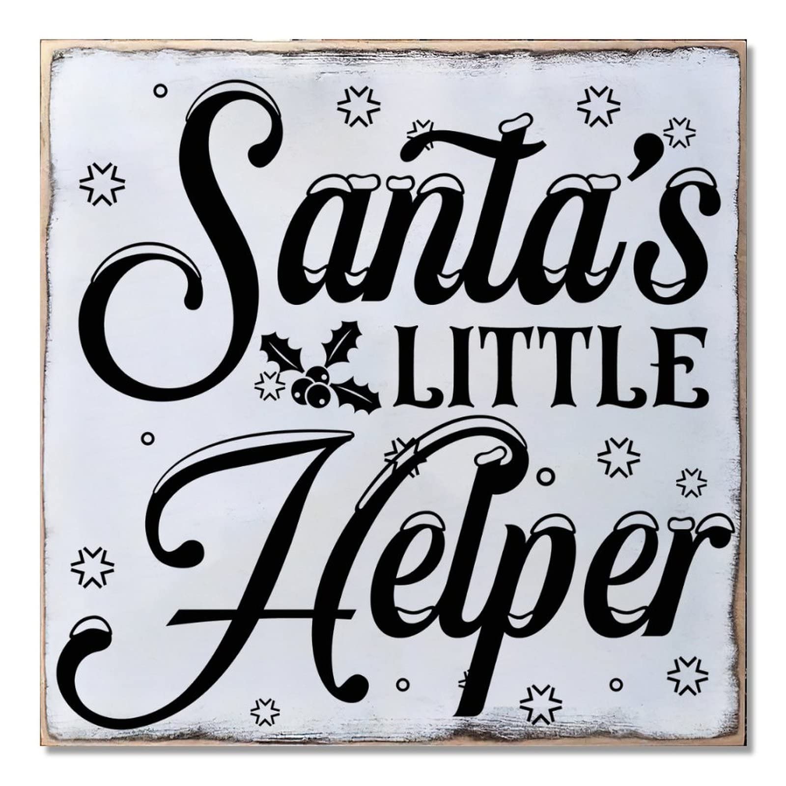 Panneau mural Santa's Little Helper en bois pour décorer un mur vide à Noël