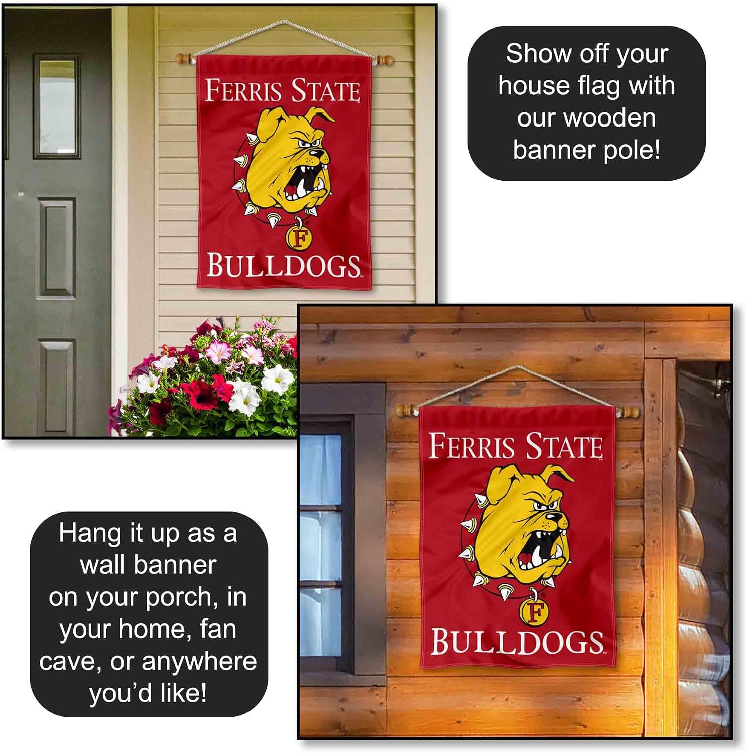 Ferris State Bulldogs Wordmark Double Sided House Banner Flag