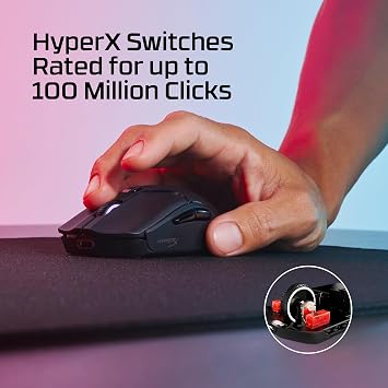 HyperX Pulsefire Haste 2 Mini Wireless Gaming Mouse for PC Compact Lightweight Bluetooth 2.4GHz Black