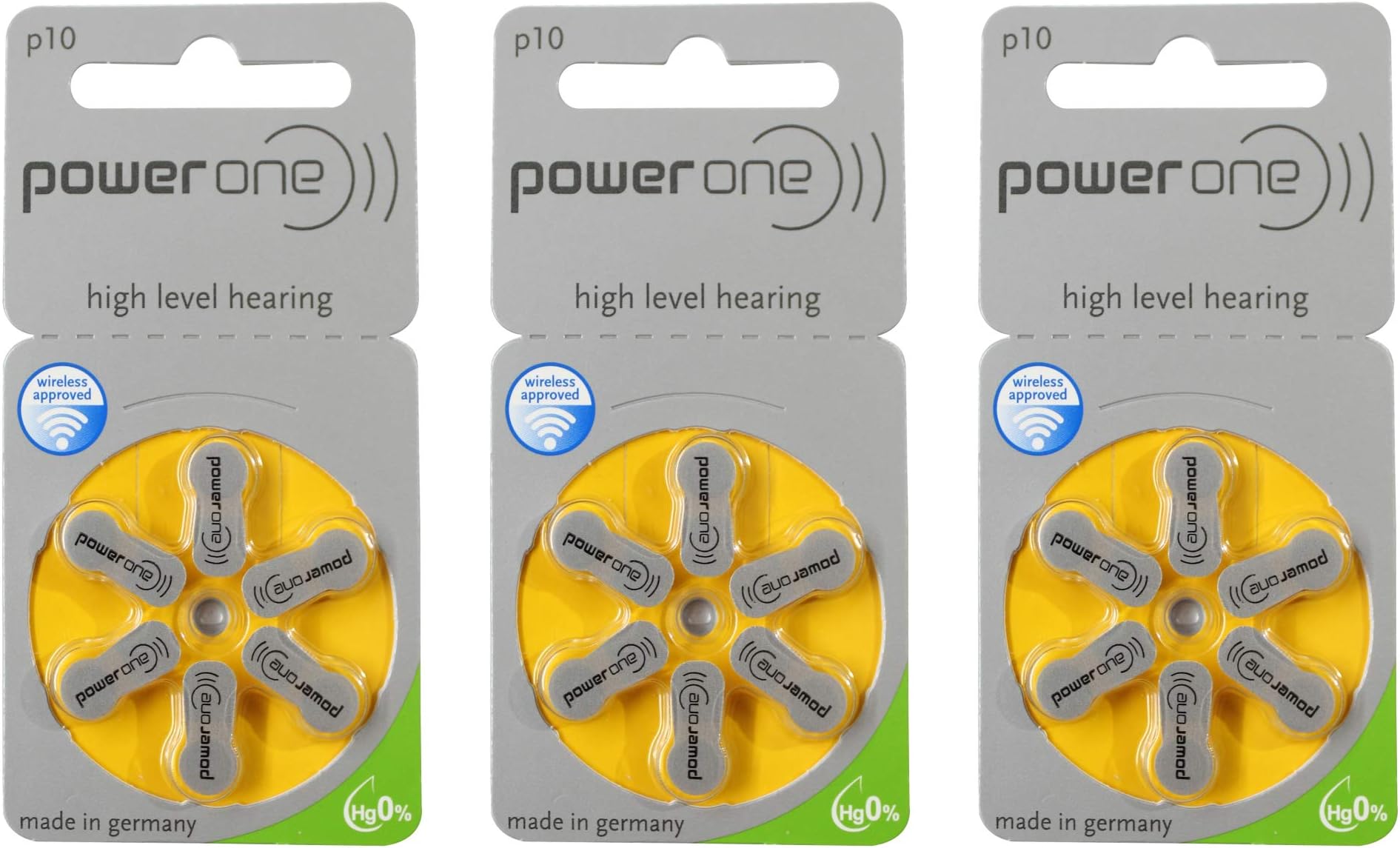 FCSPower One Hearing Aid Batteries Zinc Air Mercury-Free (Size P10, 3 Strip Total 18 Batteries)