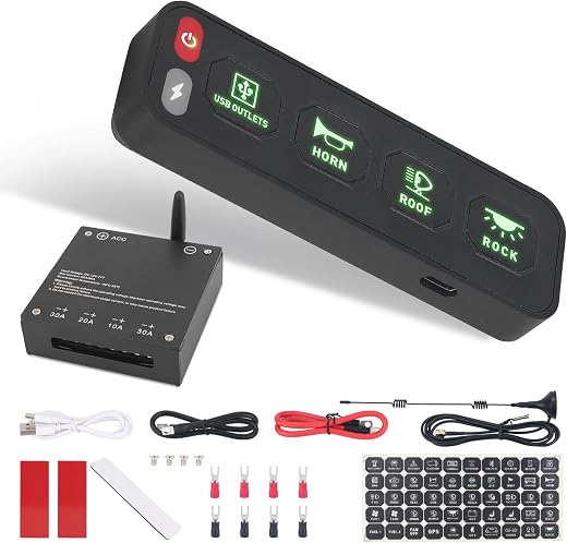 ZAMLIE Wireless 4 Gang Switch Panel Aluminum Wireless Switch Panel Universal Compatible with RV Car UTV Truck Trailer