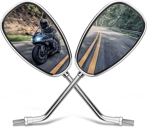Miniatura 1 de Espejos laterales retrovisores para motocicleta, 0.394 in, material cromado, compatible con Kawasaki Suzuki Chopper