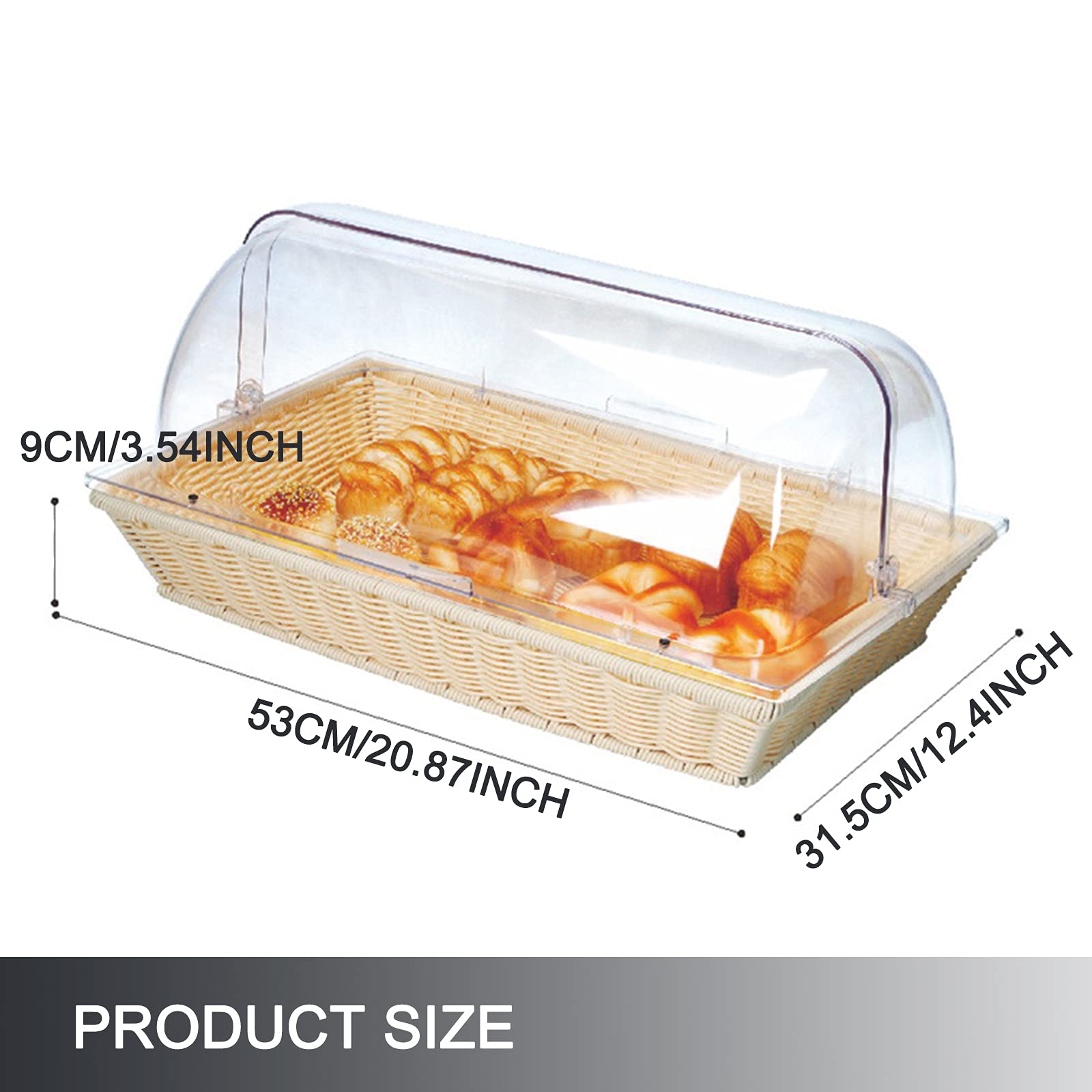 AIZYR Cestino per Esposizione da Tavolo per Pane Alimentare da 6 Confezioni, Cesto Porta Verdure Frutta con Copertura in Plastica Trasparente Cestino da Portata Ristorante