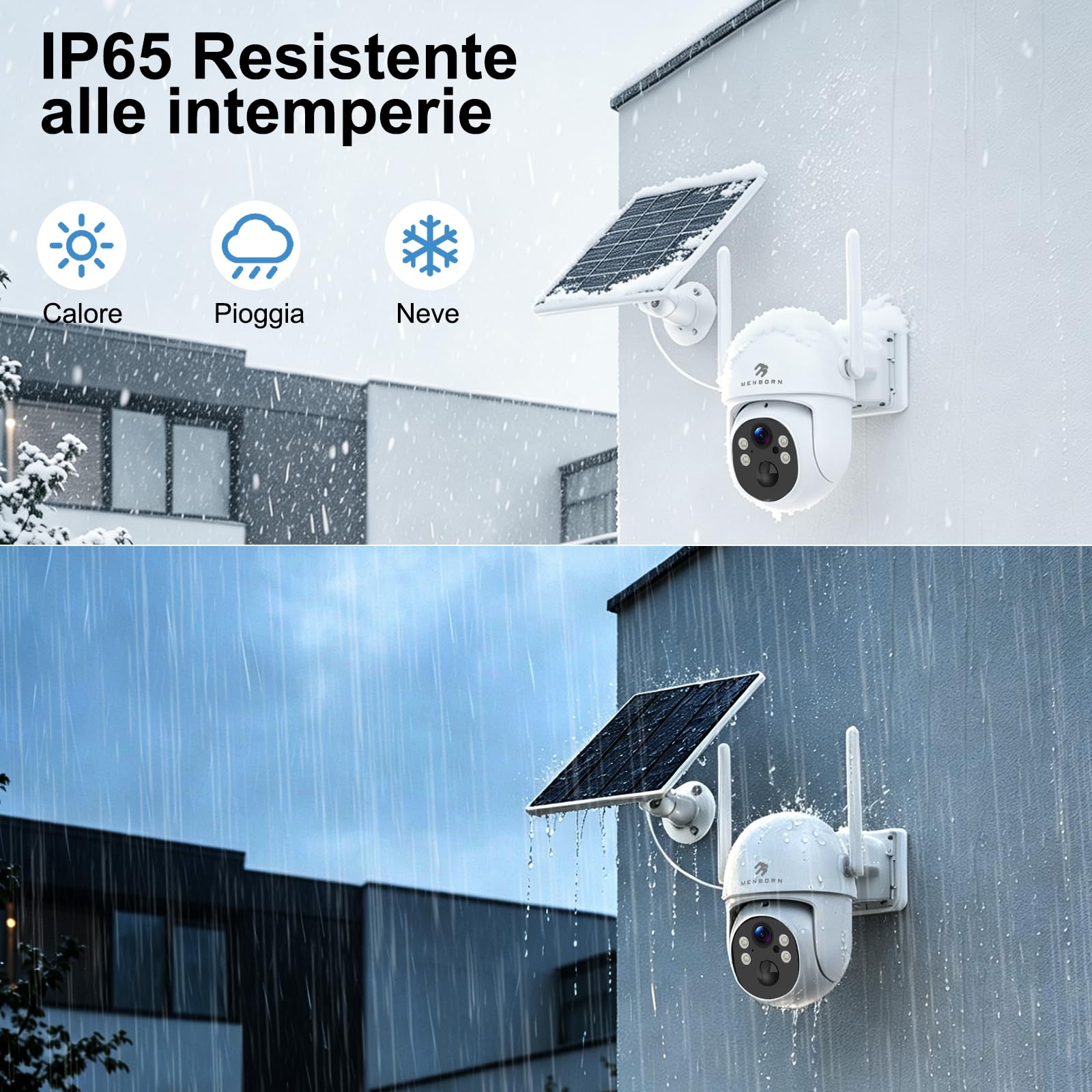 2K Telecamera Solare Esterna Senza Fili WiFi 6 2.4/5GHz, Senza Costi