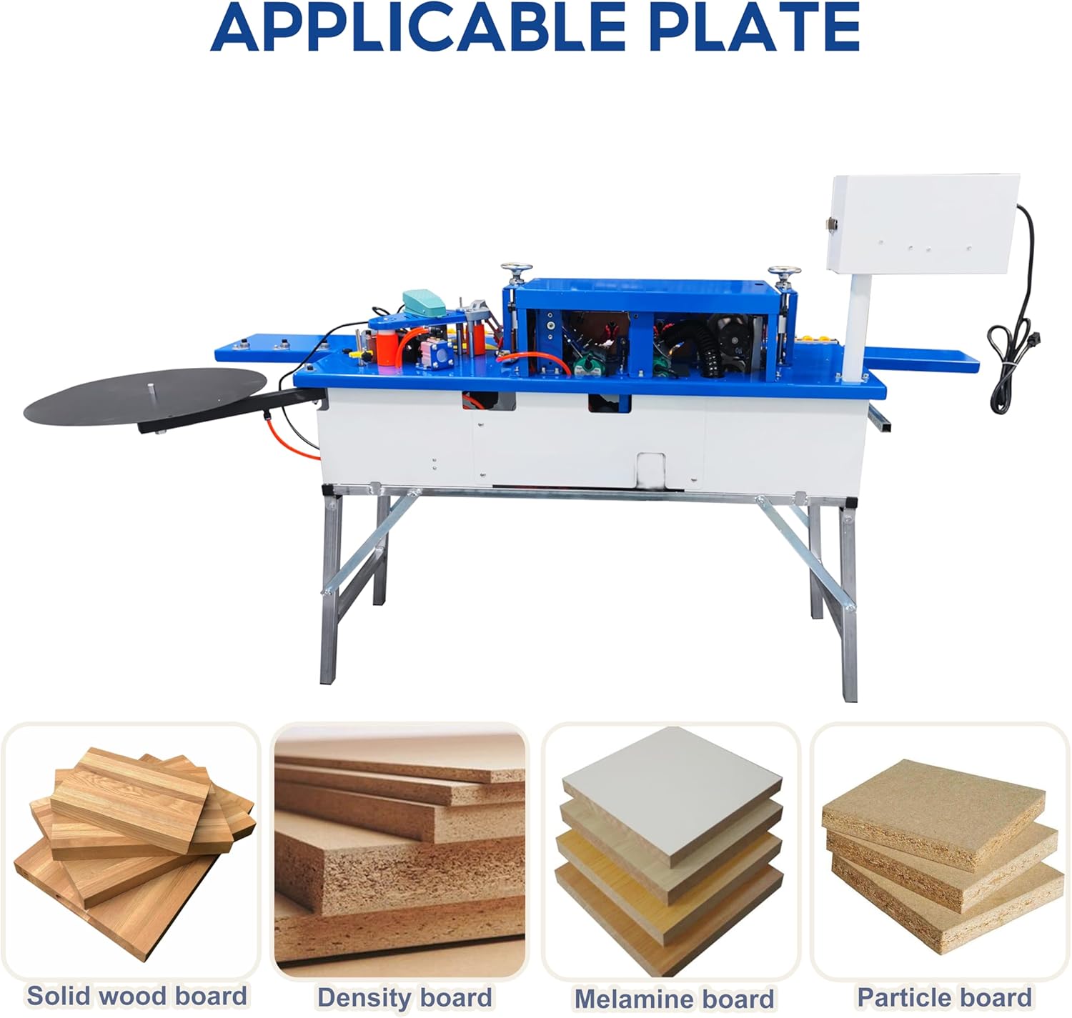 TECHTONGDA Woodworking Edge Bander Automatic Edge Banding Machine Curve Straight Edge Banding Machine with Control Panel Adjustable Speed 0-6m/min (No Dust Collection Feature)