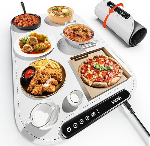 Miniatura 14 de voriah - Tapete de calentamiento eléctrico para alimentos, bandeja de calentamiento eléctrica con 3 ajustes de temperatura y apagado automático,