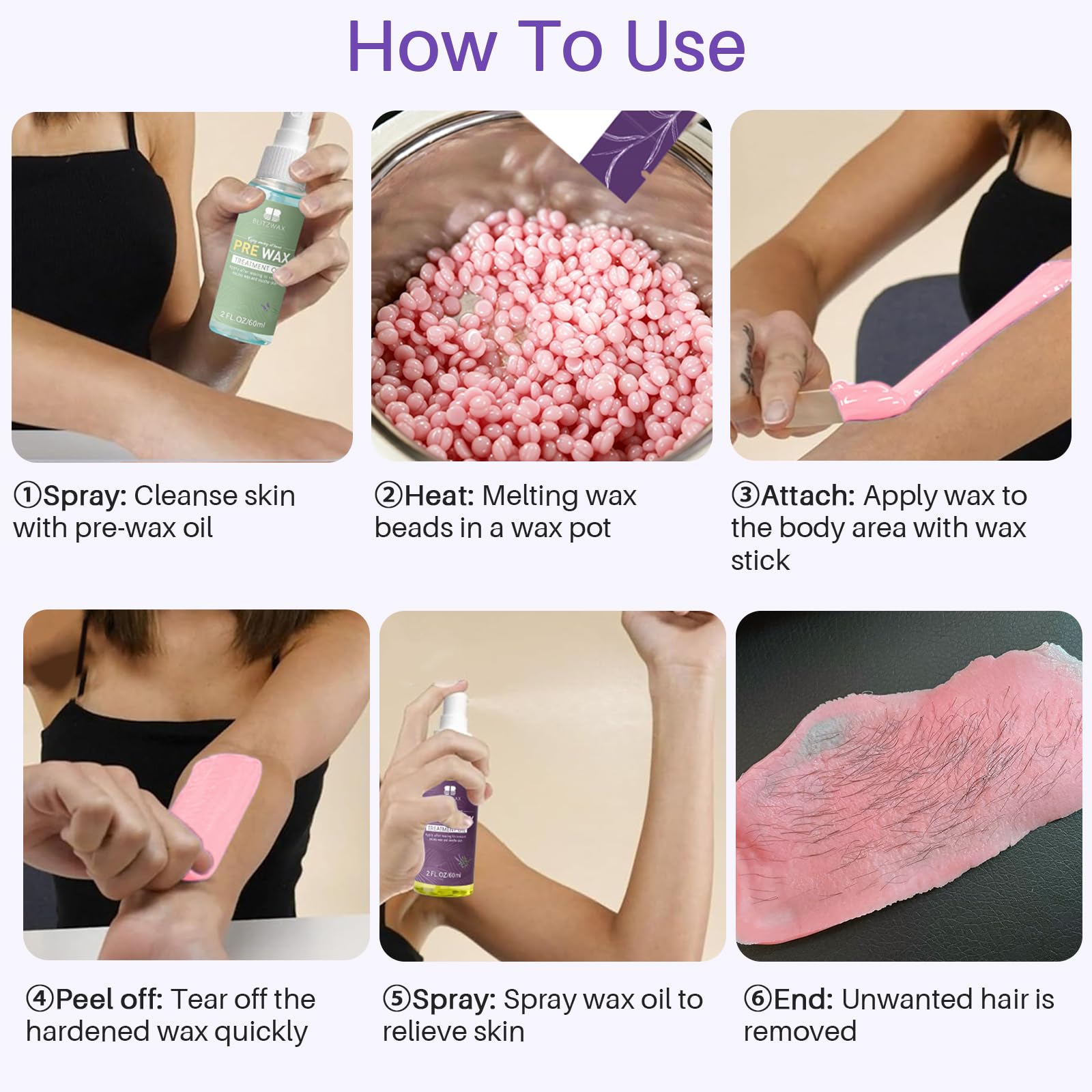 BLITZWAX 1,1 kg di perle di cera dura per depilazione rosa ceretta fagioli per pelle sensibile, viso, sopracciglia, brasiliana, gambe e bikini – con 2 bastoncini di silicone, detergente pre-cera e