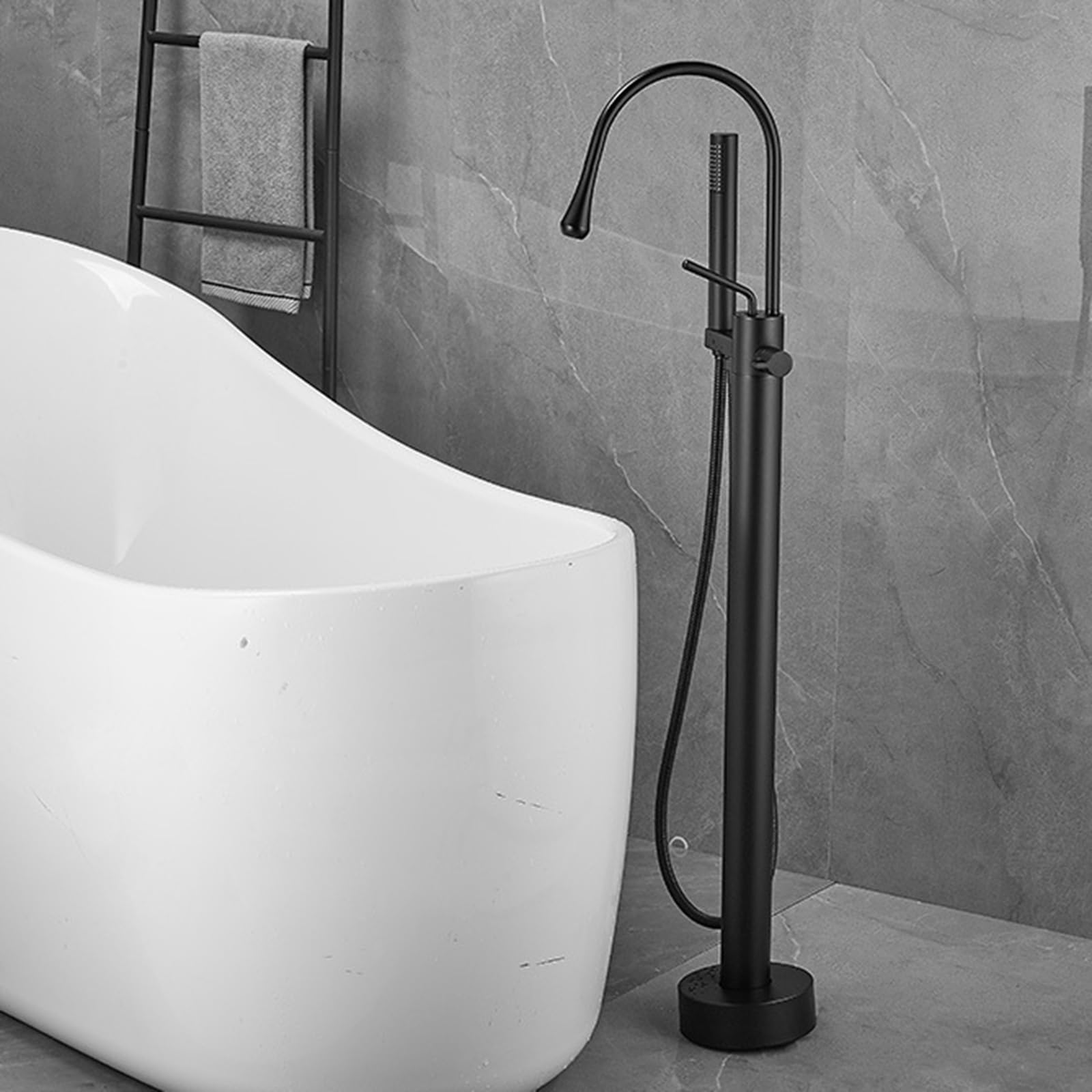 EllMAIDI-Robinet De Baignoire Sur Pied En Or Brossé, Bec Rotatif à 360 ° Avec Douchette à Main, Ensemble De Douche Pour Centre Commercial