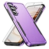 Phone Case for Samsung Galaxy A56 5G with Tempered Glass Screen Protector Cover and Mobile Dual Layer Back Shockproof Soft TPU Protection Slim Cell Accessories A 56 56A LTE Women Men Purple