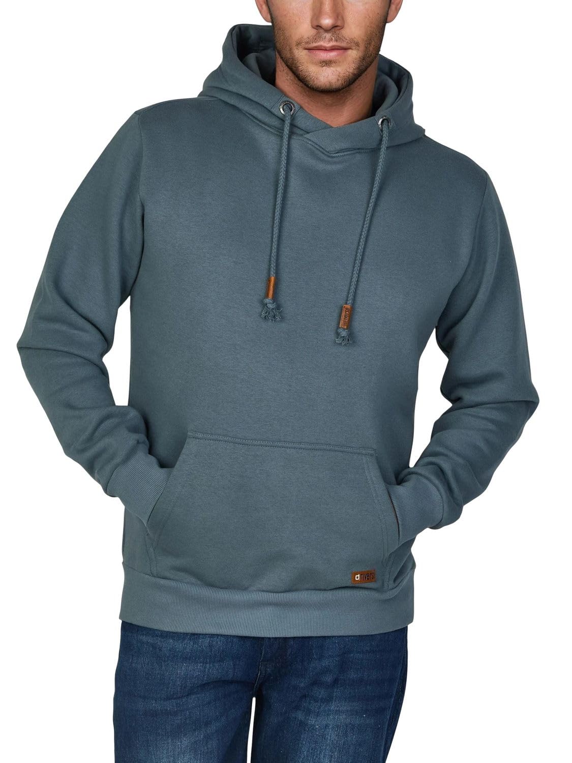riverso RIVJulian Men's Regular Fit Hoodie Pullover Cross-Over Collar Red Blue Beige Black Green Grey S M L XL 2XL 3XL 4XL 5XL, Turpid Blue, M