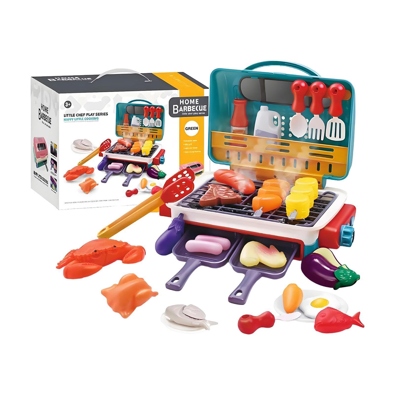 Juguete De Cocina Set De Barbacoa Juego De Barbacoa De Juguete Con Comida | Juego De Imitación De Cocina Set De Parrilla Para Exterior Para Niños Pequeños Y Niñas Pequeñas