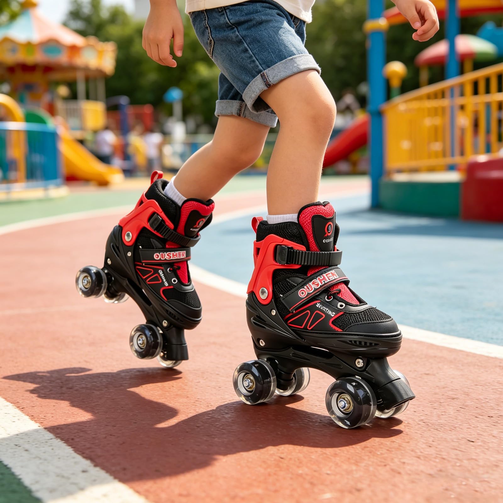 Patines de ruedas ajustables para niños y niñas, con 4 ruedas luminosas, para principiantes, regalo de Navidad de cumpleaños