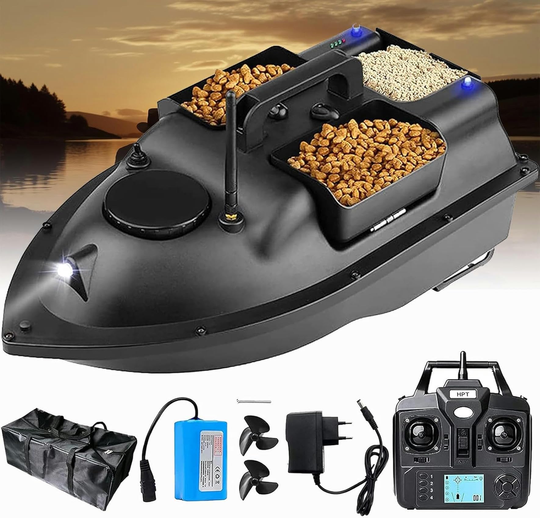 Bateau amorceur télécommandé pour localiser les carpes et pêcher au GPS