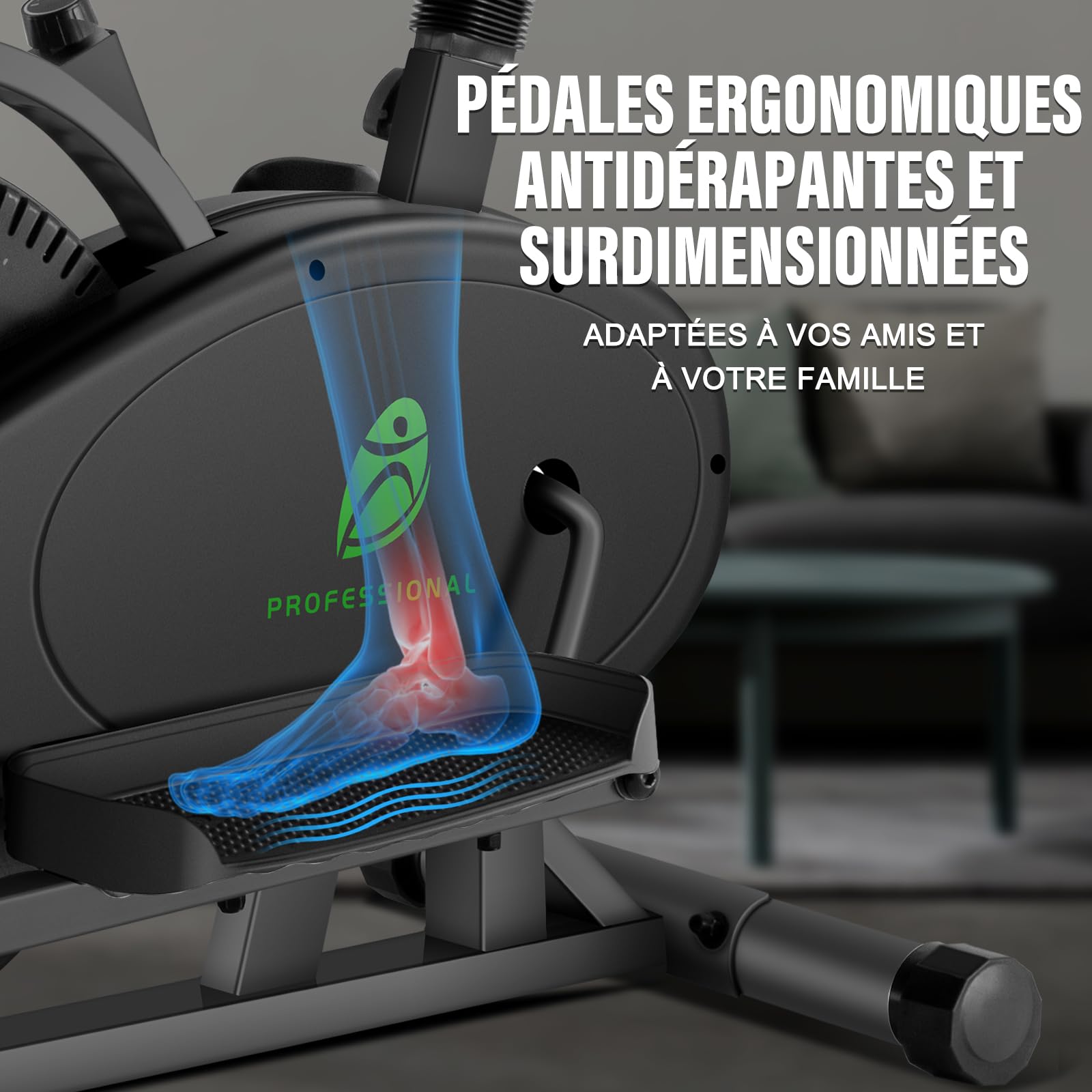 Exerciseur Vélo Elliptique pour la Maison, Vélo d'exercice 2 en 1 avec Siège et Résistance Réglables, écran LCD, Peu Encombrant, Capacité de Charge de 265 LBS