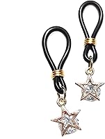Vista 1 de Adjustable Nipple Noose with Gold Star Rhinestone Jewelry - Boho Non Pierced Body Jewelry - Fake Nipple Piercing