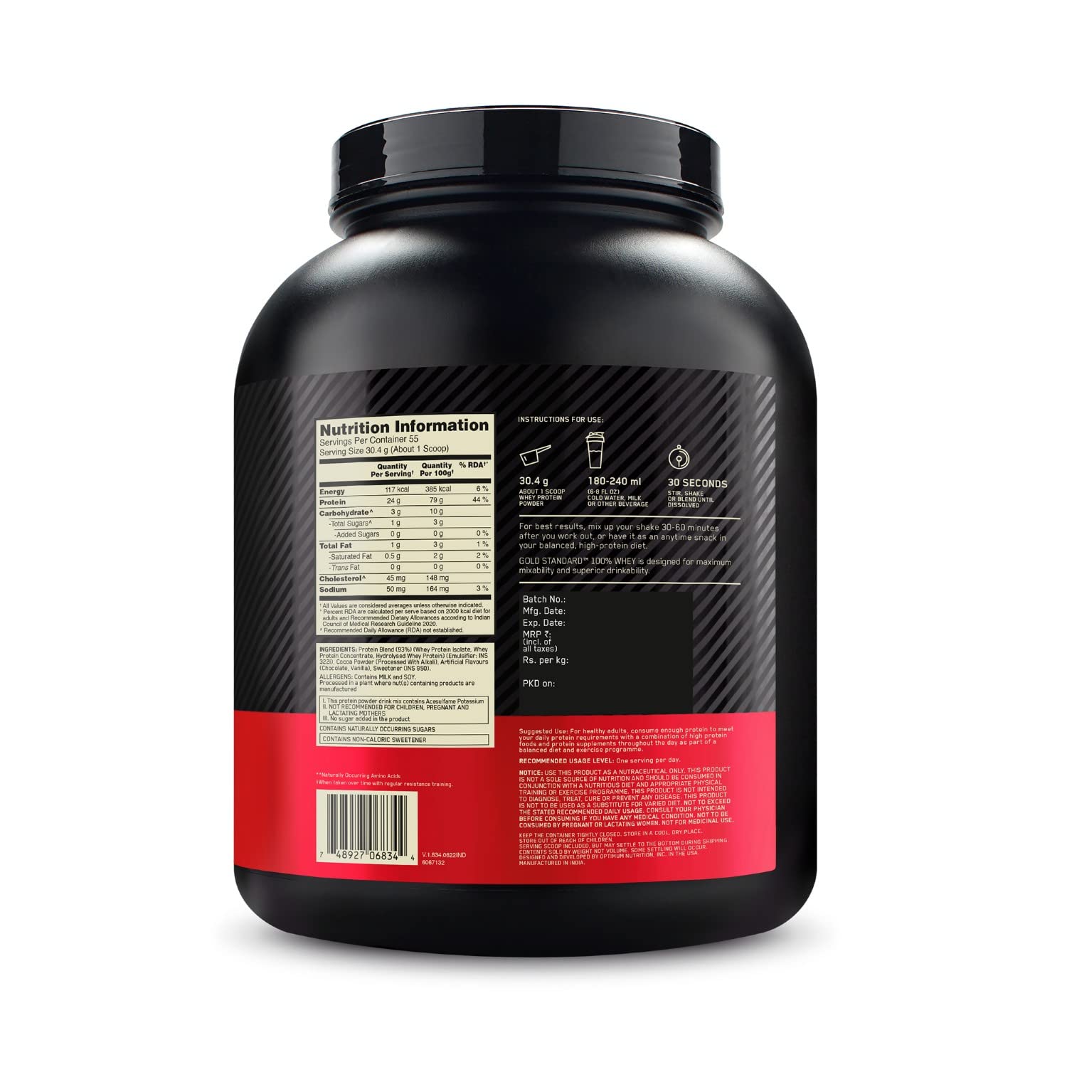Optimum Nutrition (ON) Gold Standard 100% Whey Protein Powder 1.7 Kg (Double Rich Chocolate), 55 Serves, for Muscle Support & Recovery, Vegetarian - Primary Source Whey Isolate — Amazon image 11