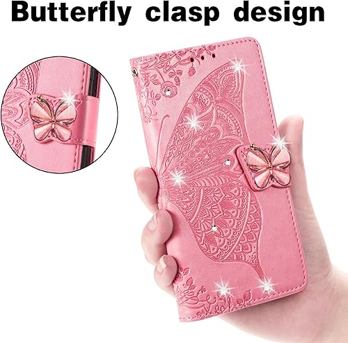 Miniatura 2 de CCSmall Funda tipo cartera para Motorola Moto G22, 3D mariposa flor PU cuero con ranuras para tarjetas de crédito cierre magnético Folio teléfono