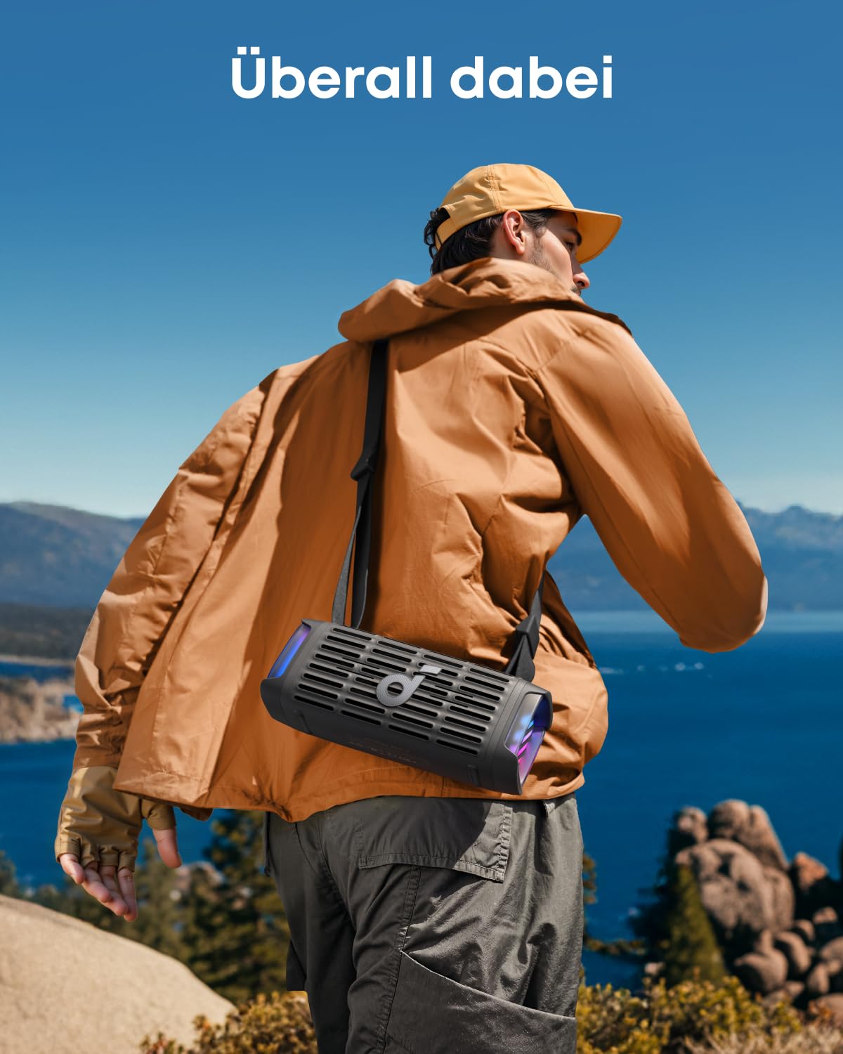 soundcore Boom 3i by Anker – Robuster Outdoor Lautsprecher, Bluetooth Lautsprecher, wasserdicht IP68, 50W BassUp™ 2.0 Sound, Bluetooth 5.3, 16h Spielzeit, Lichtshow + TWS-Stereo, Kayak, Angeln, Campen